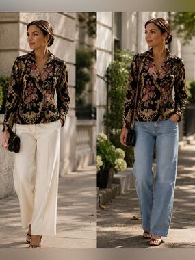 Soft Surroundings Antoinette Jacket Embroidered & Embellished Zip-front XS Boho